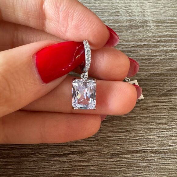 Diamond hoop earrings N680 - Picture 4 of 4